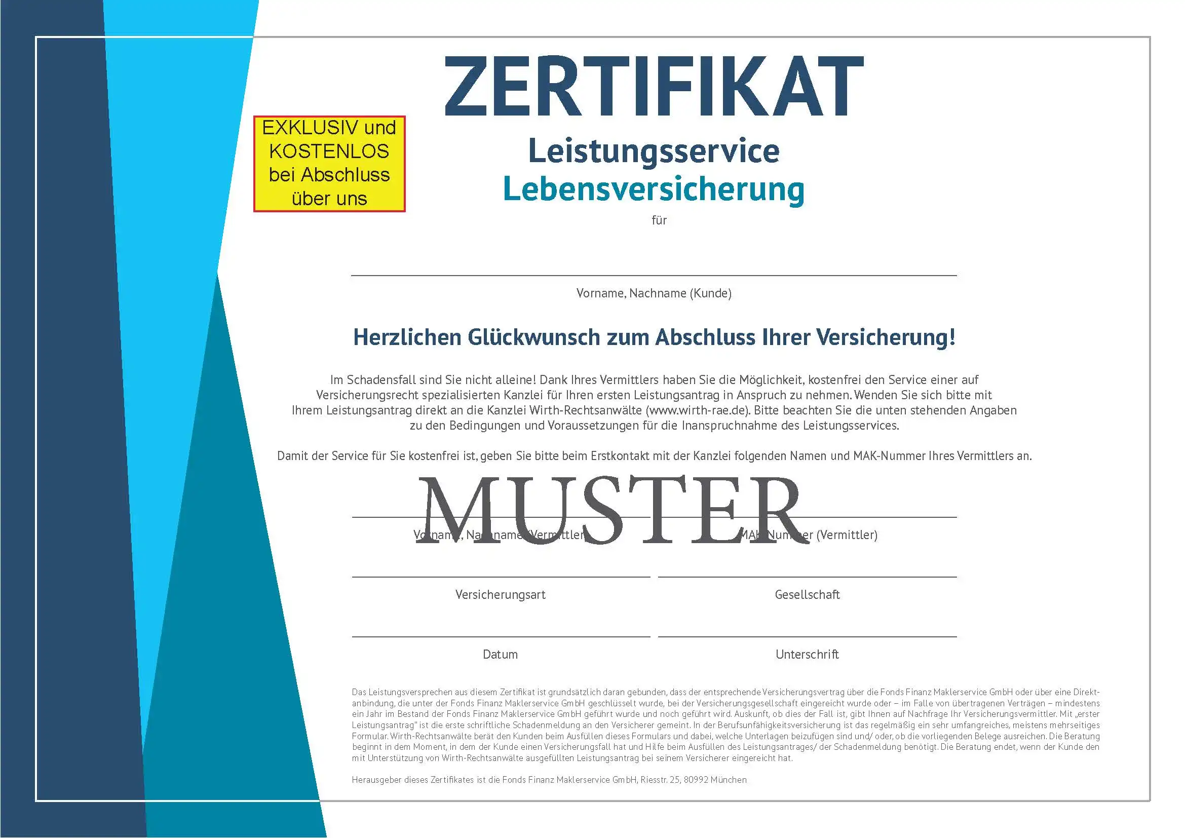 Leistungszertifikat LoL-Versicherung